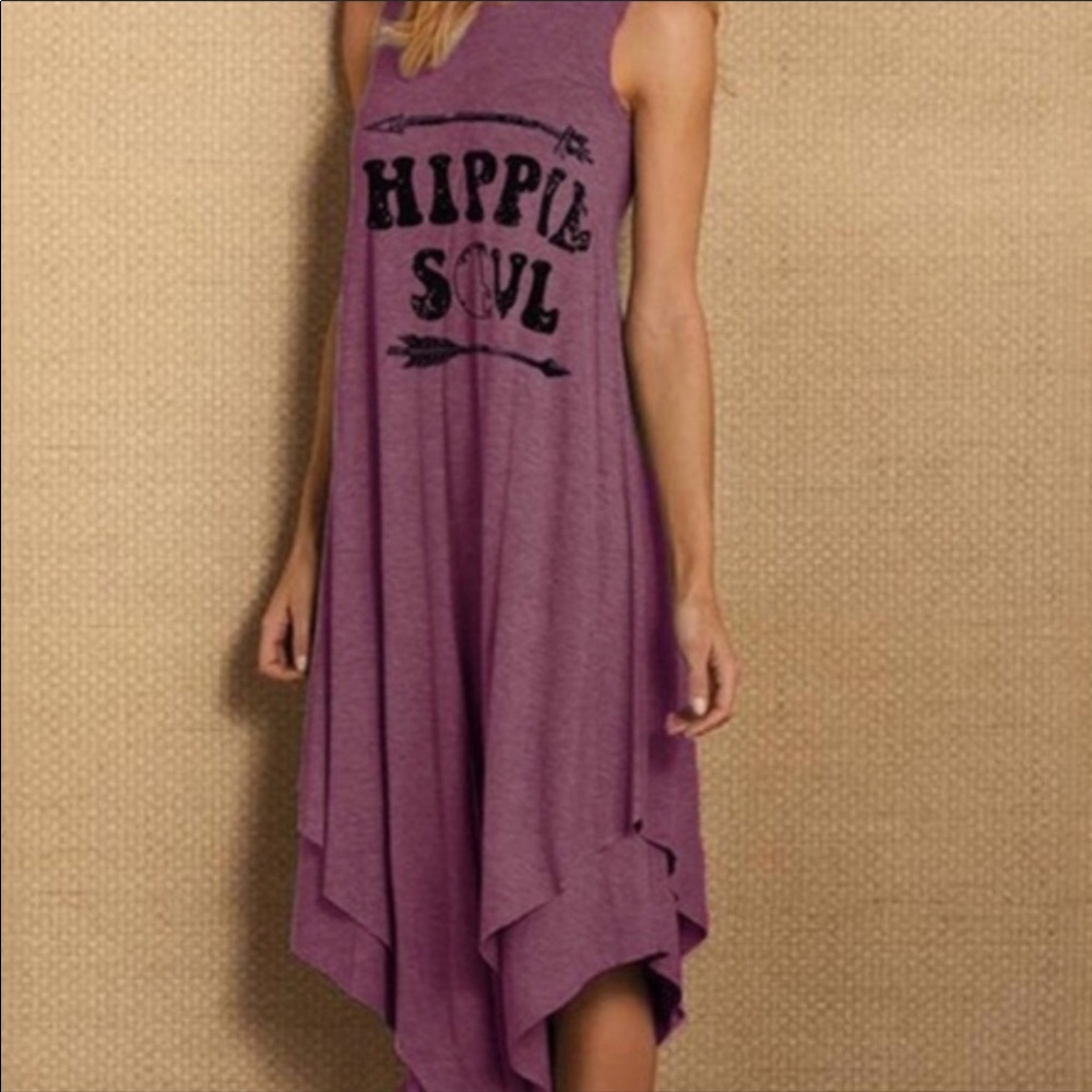 SuperSoftHandkerchiefHemPurpleKnitJerseyBohoDress